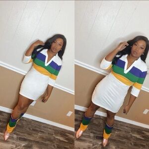 Colorful Striped Polo Dress